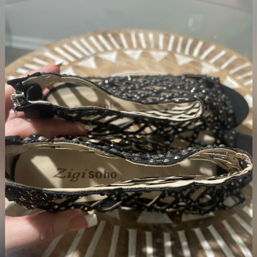 Zigi Soho Duran black rhinestone caged heels size 8.5 woman shoe - Picture 7 of 10